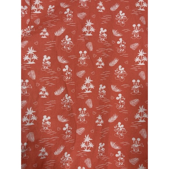 Disney Parks Mens S Mickey Beach Hawaiian Button Down Shirt Palm Trees Red - Picture 3 of 6